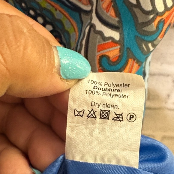 J. Crew Blue and Green, orange geometric, print mini Dress, size 10 - Picture 4 of 9